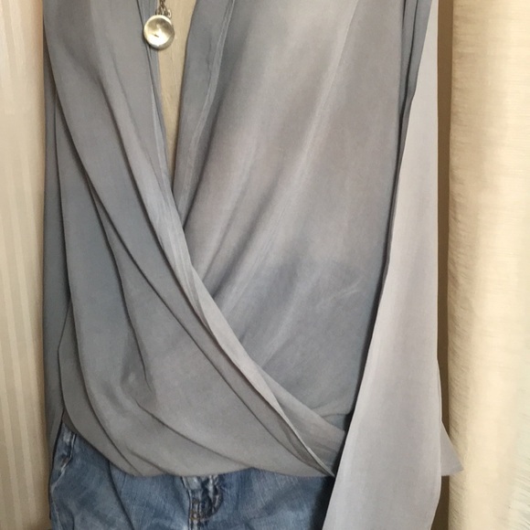 Soft Blue Green Wrap Top - Picture 8 of 8